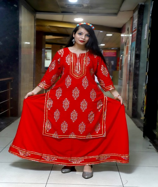 A Beautiful Skirt kurti with gota work