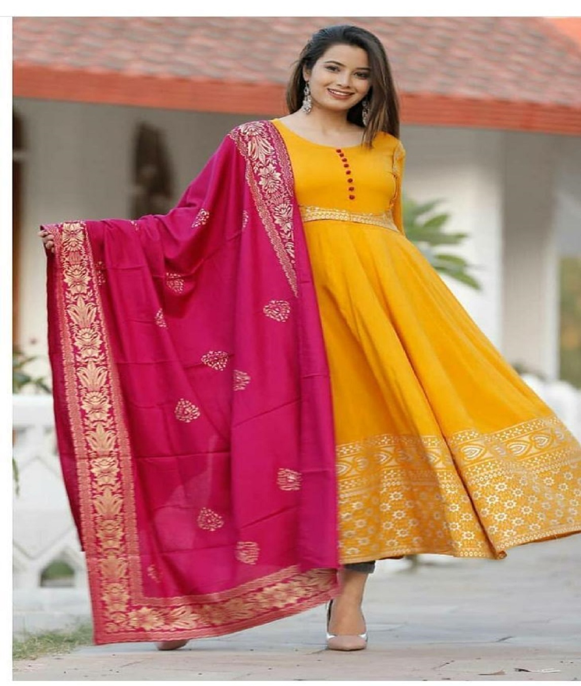 * AA+A  Beautiful  fancy gown with Rayon  dupatta 