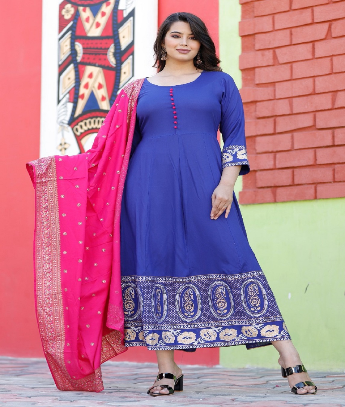 *AA+ Beautiful  fancy gown with Rayon  dupatta 